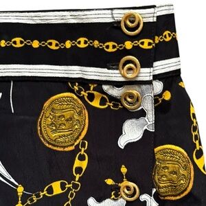 VTG Platinum Dorothy Schoelen gold side buttons ,chain-link/coin  Skirt size 12.